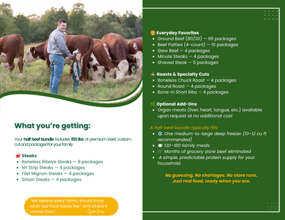 Half Beef Bundle Deposit – Fill Your Freezer with Premium Farm-Raised Beef
